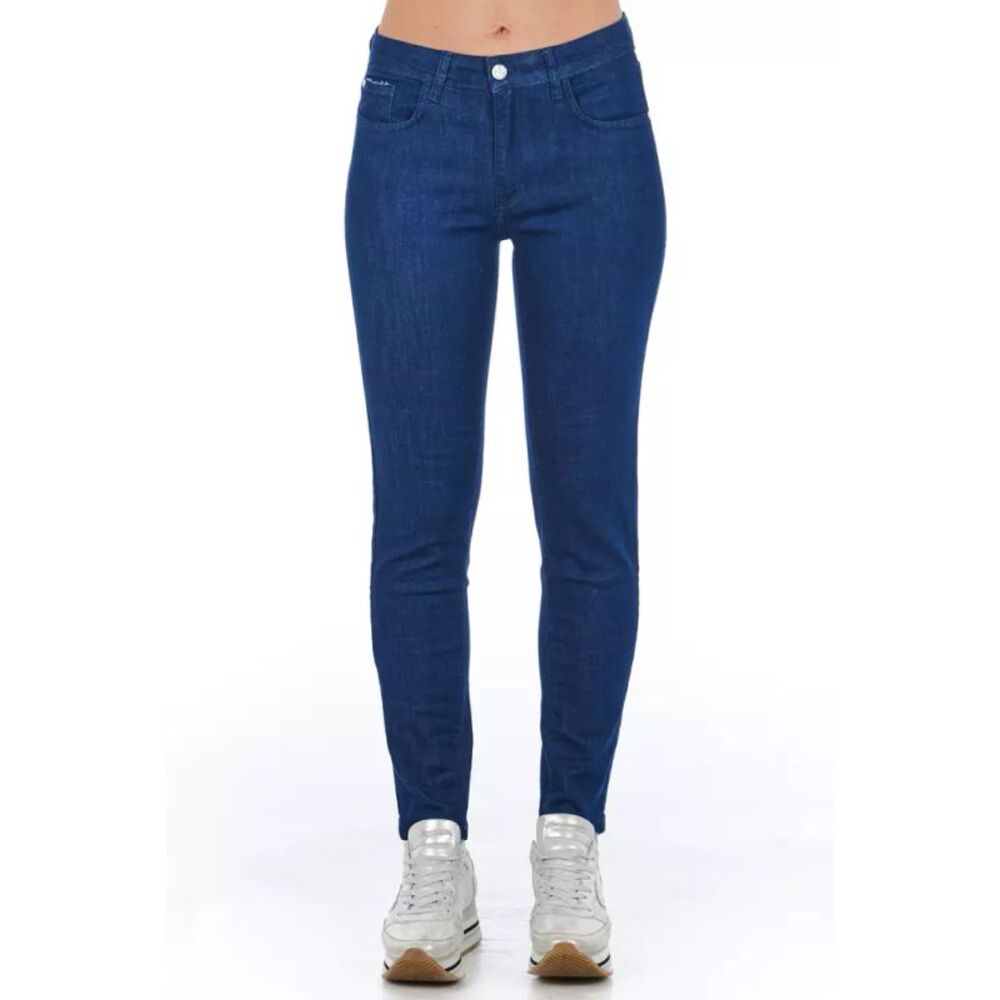 Frankie Morello Blue Cotton Women Skinny Women's Jean